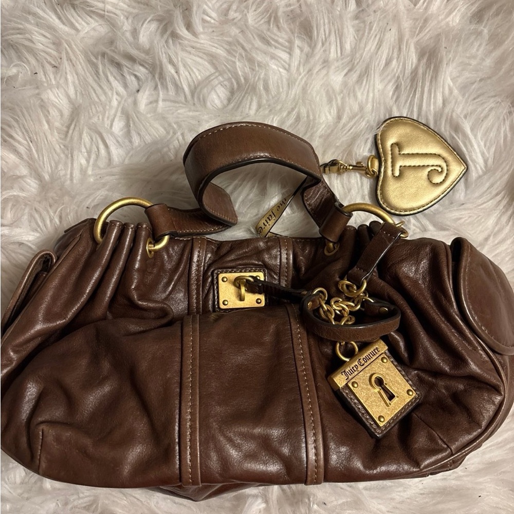 Juicy Couture Chocolate Brown Shoulder Bag with Gold Accents